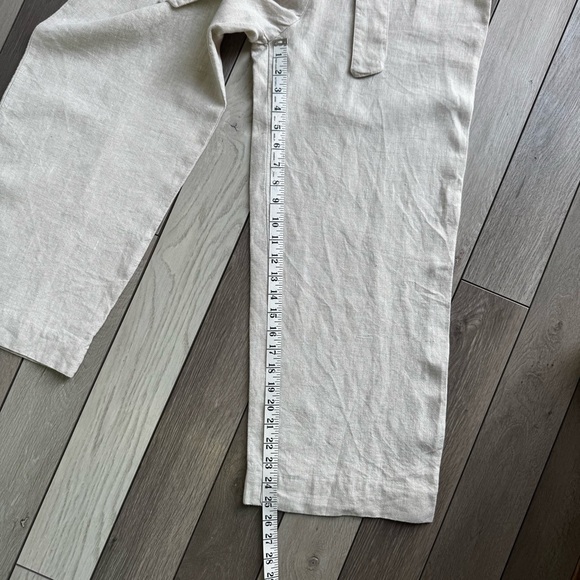 Zara Women’s Linen High-Waisted Cream Wide-Leg Pants With Belt | Size: Small - Picture 3 of 7
